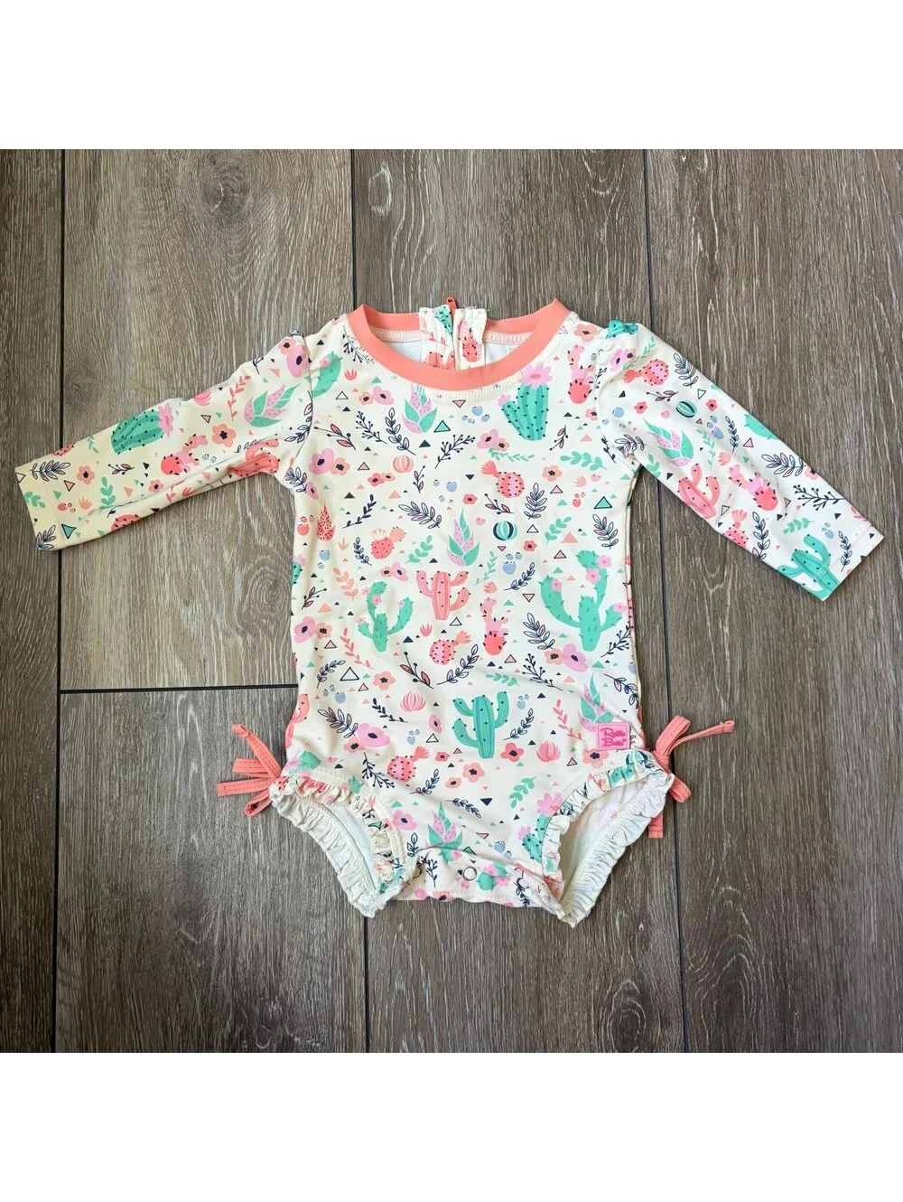 Rufflebutts Desert Blossoms Rash Guard Swimsuit